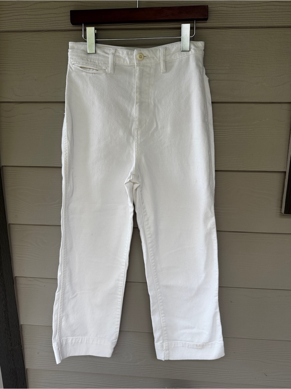 Quince Pants Women 28 White High Rise Straight Leg Cropped Denim Jeans